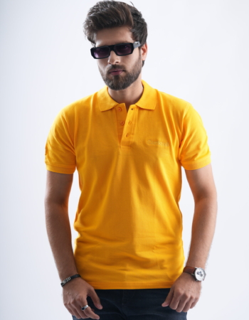 Yellow Polo T-Shirt with Cocktail Embroidery