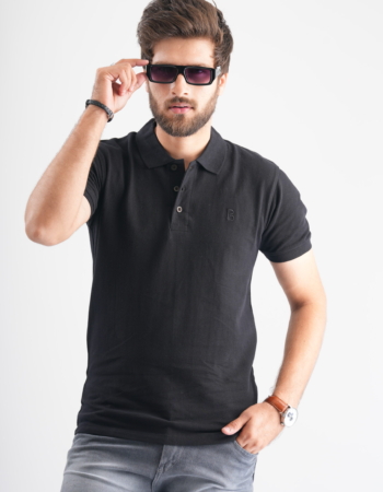 Black Polo T-Shirt with PB Embroidery